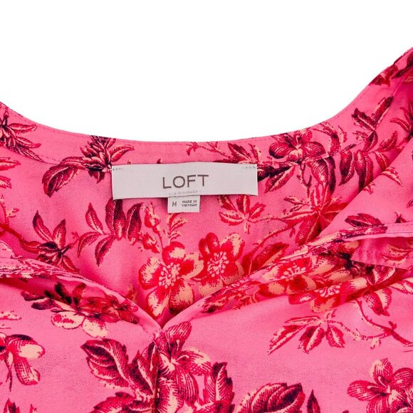 Loft Womens Pink Floral Print Blouse M‎ - Picture 2 of 6